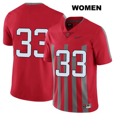 Women's NCAA Ohio State Buckeyes Dante Booker #33 College Stitched Elite No Name Authentic Nike Red Football Jersey XR20B45HM